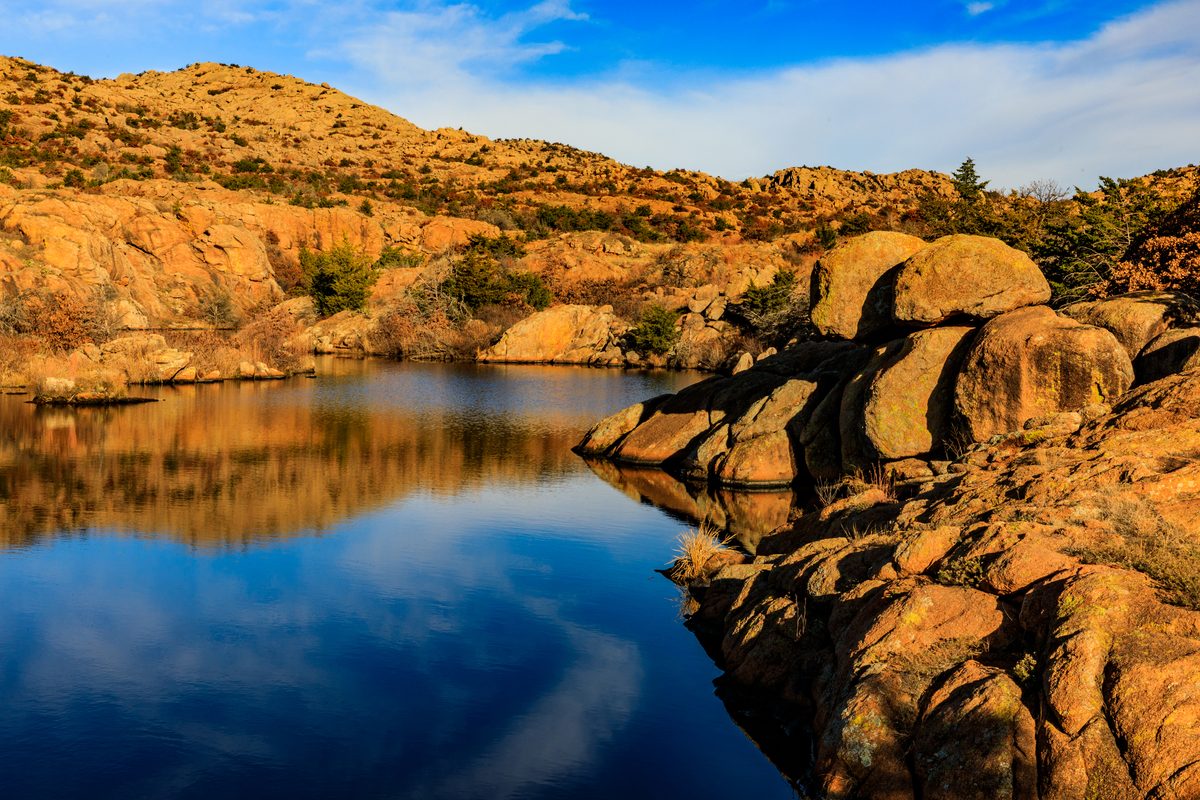 The Wichita Mountains at sunset near Lawton, Oklahoma